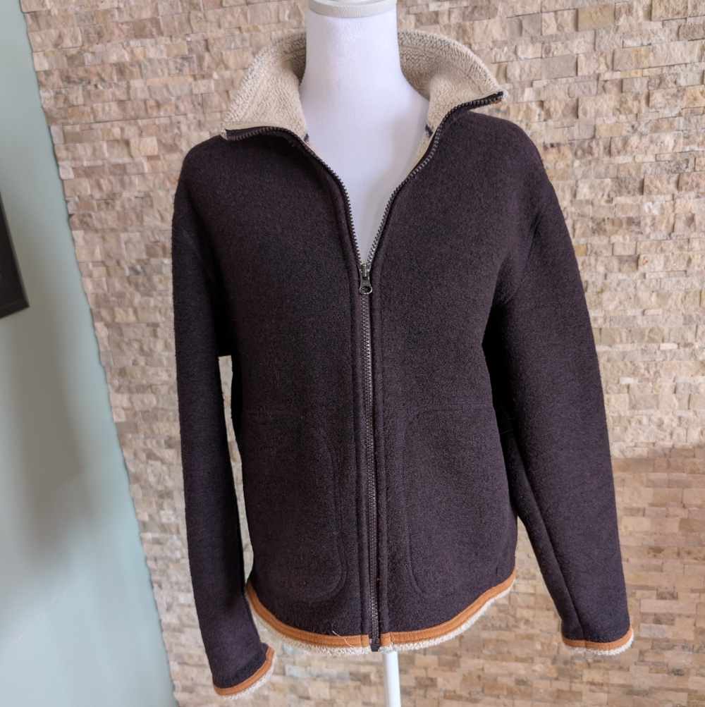 Vintage Woolrich Full Zip Fleece Sherpa Lined Jacket Sz M Granola Cabincore Eco